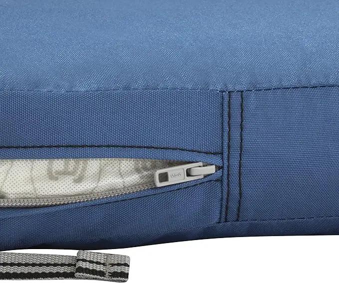 Classic Accessories Ravenna Water-Resistant 21 x 19 x 3 Inch Patio Seat Cushion, Empire Blue, Chair Seat Cushion by GreenHaven Gardens
