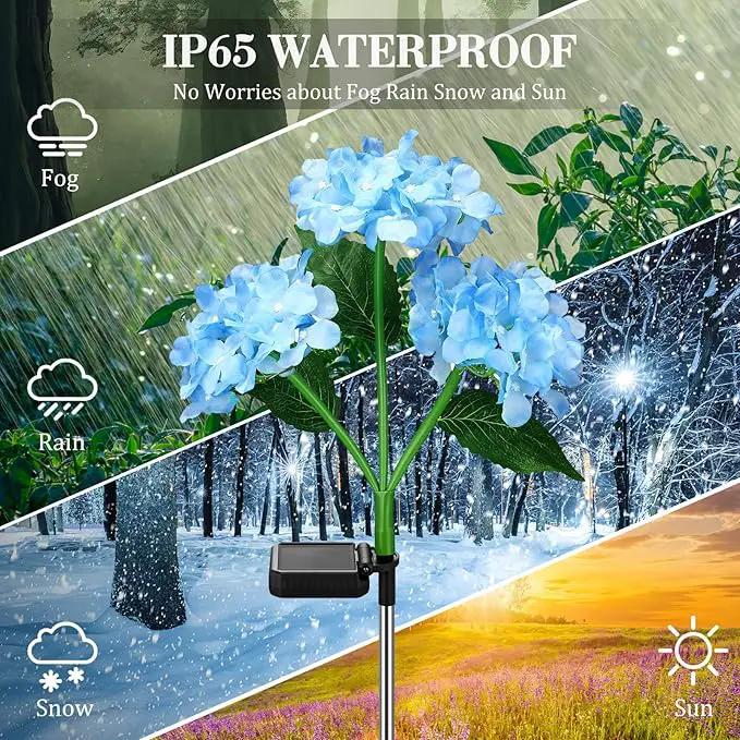 Treela 4 Pack Solar Lights Flowers Outdoor Waterproof Hydrangea Garden Stake Lights Realistic LED Flowers Powered Decorative Ground Solar Flower for Lawn Yard Backyard Decoration Gift(Blue) by GreenHaven Gardens