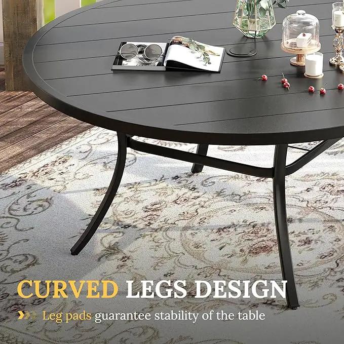 VICLLAX 11 Pieces Patio Dining Set for 10, Outdoor Furniture Set Includes 60" Round Outdoor Table and 10 Lawn Stackable Chairs, Black Tabletop and Grey Fabric by GreenHaven Gardens