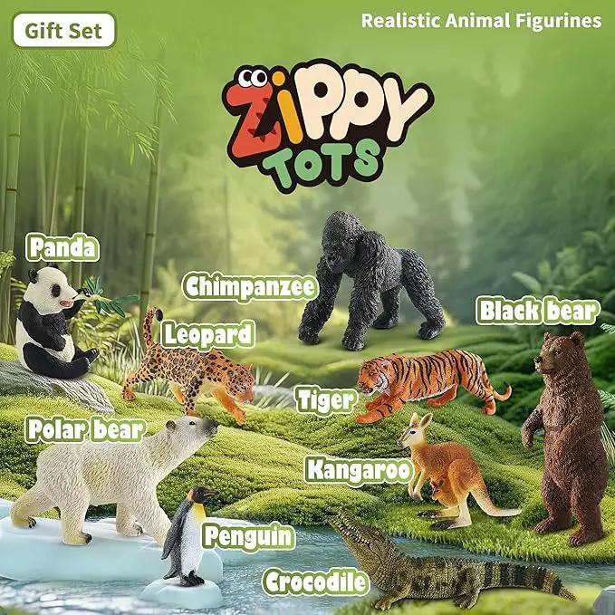 9 PCS Zoo Animal Toys for Kids 3-5 Realistic Plastic Wild Animal Figurine Toys Educational Learning Toy for Kids Boys Girls Toddlers by GreenHaven Gardens
