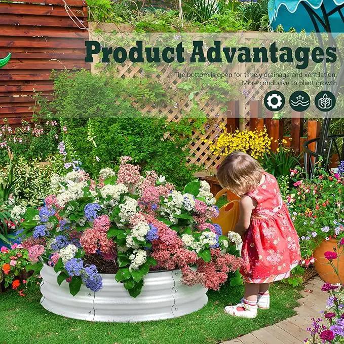 BPS Metal Raised Garden Bed, 2.5FT Diameter Galvanized Planter Raised Garden Boxes for Flower Planters, Vegetables Herb by GreenHaven Gardens