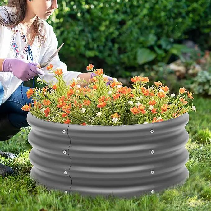 2-Pack 2x1ft Galvanized Raised Garden Bed, Outdoor Planter Bed, Metal Planter Box for Gardening and Planting