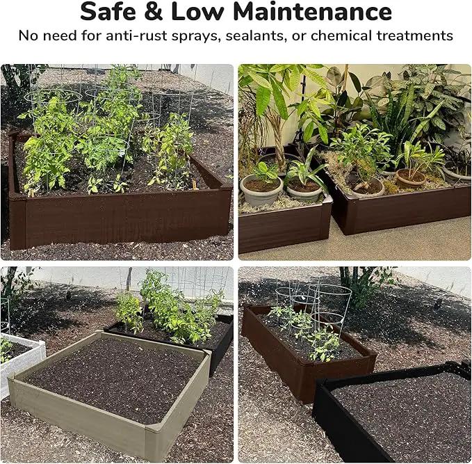 Raised Garden Bed - 4x4 ft Planter Box - Brown HDPE - No Tools Needed - DIY Kit for Urban Gardening, Flowers, Herbs & Vegetables - Made in The USA by GreenHaven Gardens