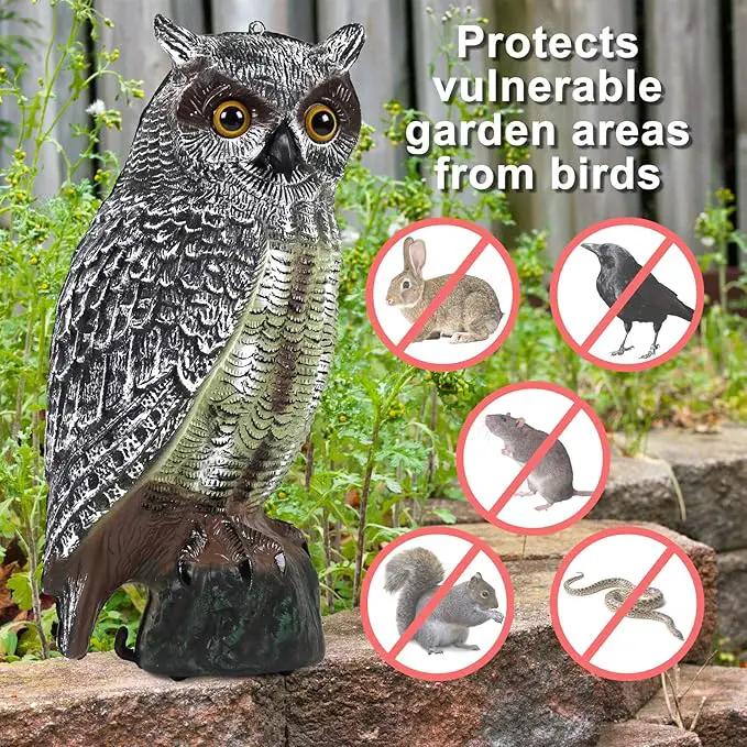 Galashield Owl Decoy | Plastic Owls to Scare Birds Away | Owl Statue for Garden & Outdoors 16.5" Tall by GreenHaven Gardens