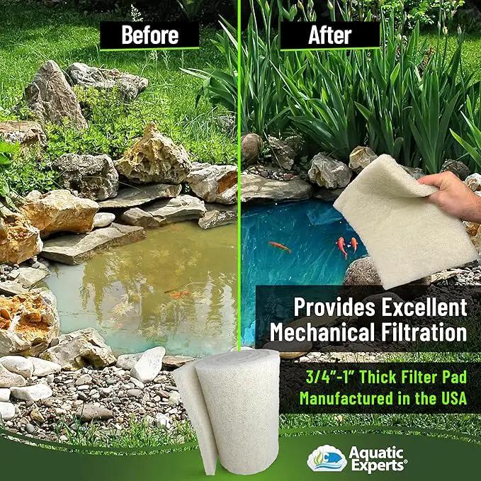 Classic Koi Pond Filter Pad FINE - White Bulk Roll Pond Filter Media, Ultra-Durable Pond Filters for Outdoor Ponds, Reusable Fish Pond Filter Material, USA, Aquatic Experts (3/4" - 1" x 12" x 72") by GreenHaven Gardens