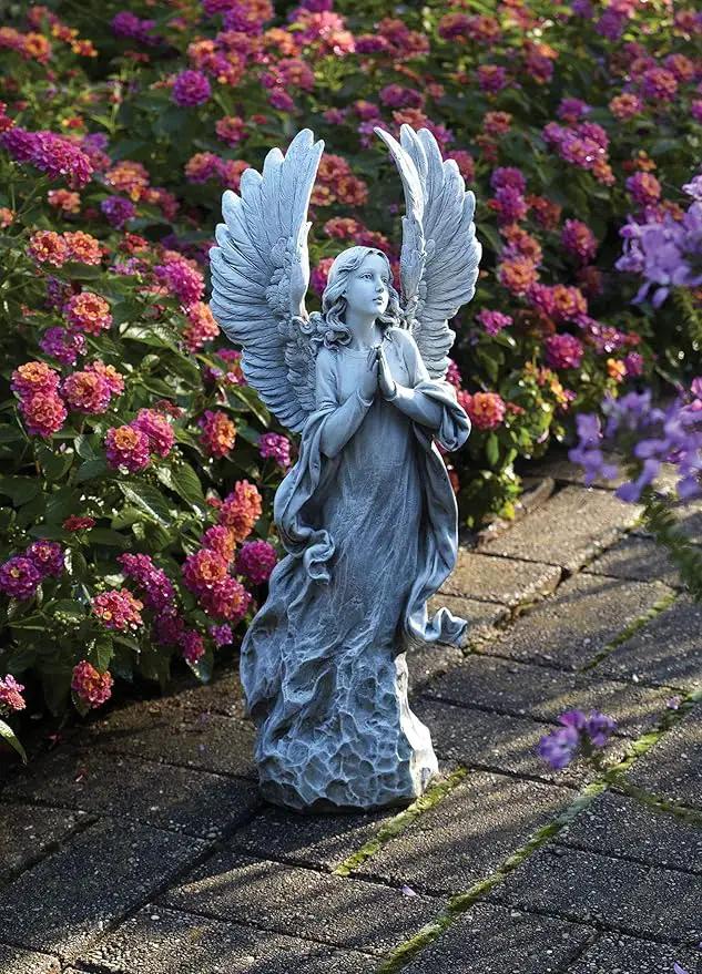 Joseph's Studio by Roman - Collection, 21" H Praying Angel W/Wings, Made from Resin, High Level of Craftsmanship and Attention to Detail, Durable and Long Lasting by GreenHaven Gardens