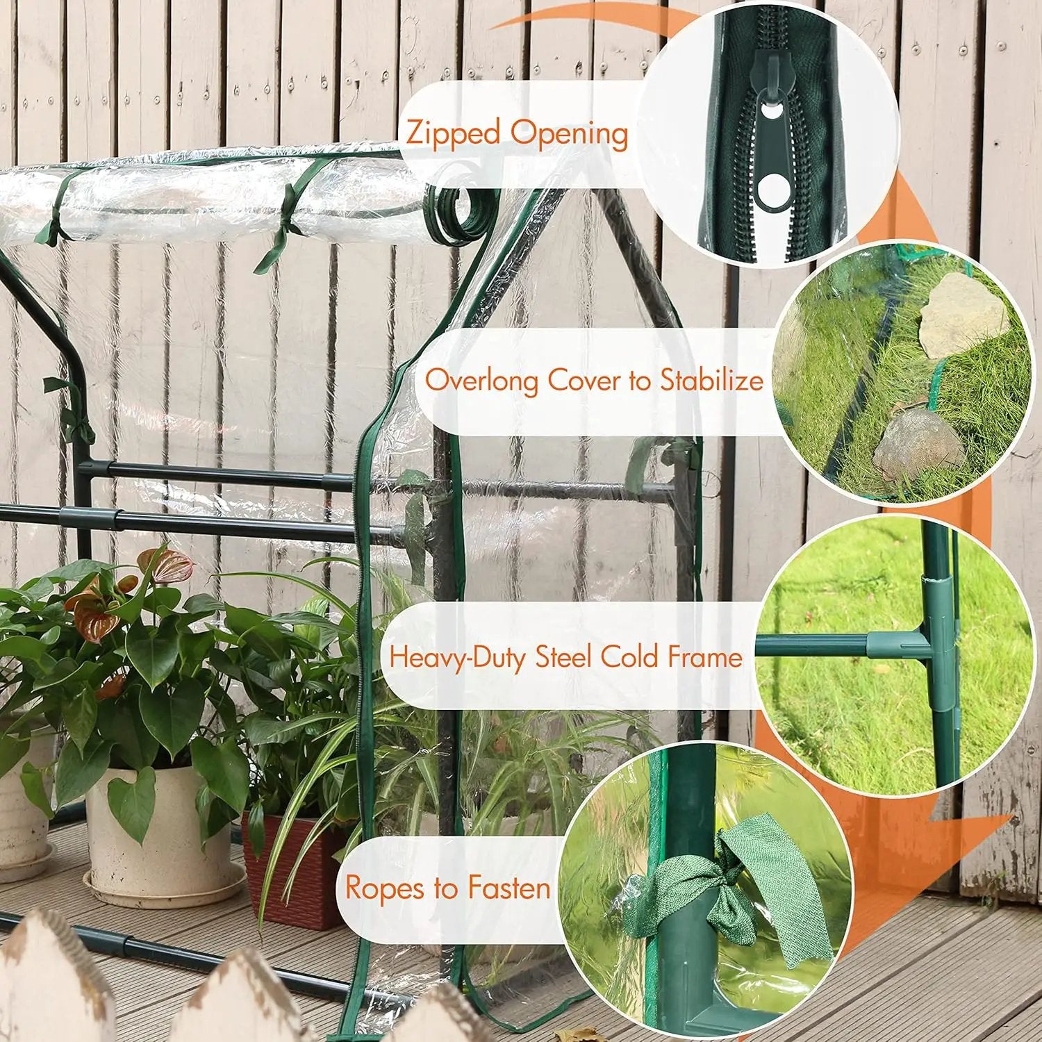 Gardzen Mini Greenhouse Heavy Duty Portable Green House, Clear Tent Indoor or Outdoor for Plants 36.2”(L) x18.9”(W) x33.3”(H) by GreenHaven Gardens