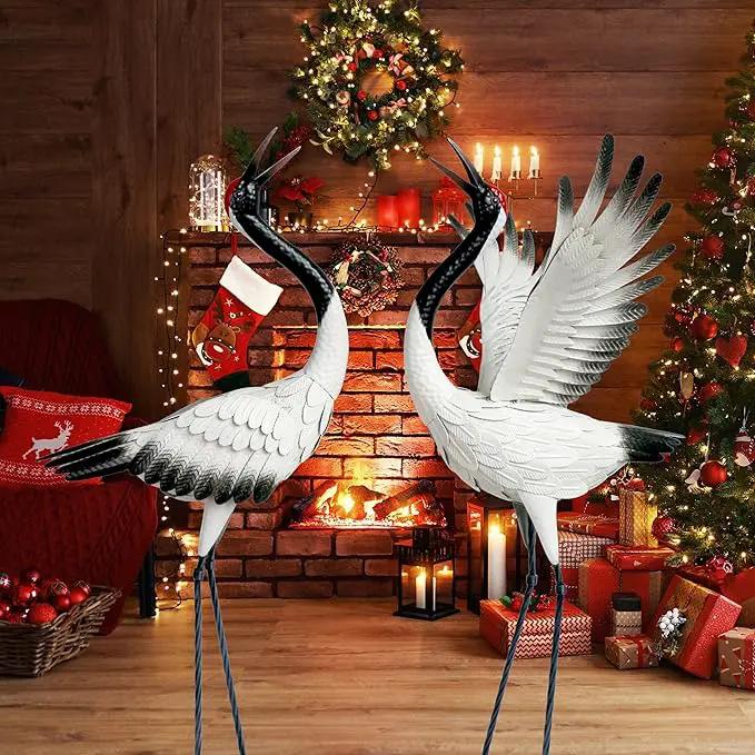 chisheen Crane Garden Statues Outdoor Metal Heron Yard Art Crane for Garden Sculptures Patio Lawn Ornaments,Set of 2 by GreenHaven Gardens