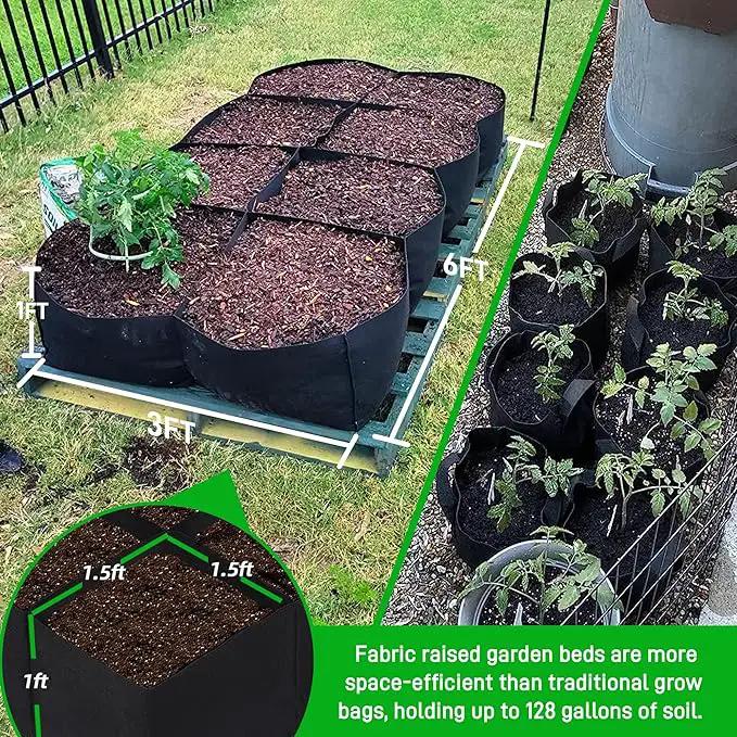 CJGQ Fabric Raised Garden Bed 6x3x1ft Garden Grow Bed Bags for Growing Herbs, Flowers and Vegetables 128 Gallon by GreenHaven Gardens