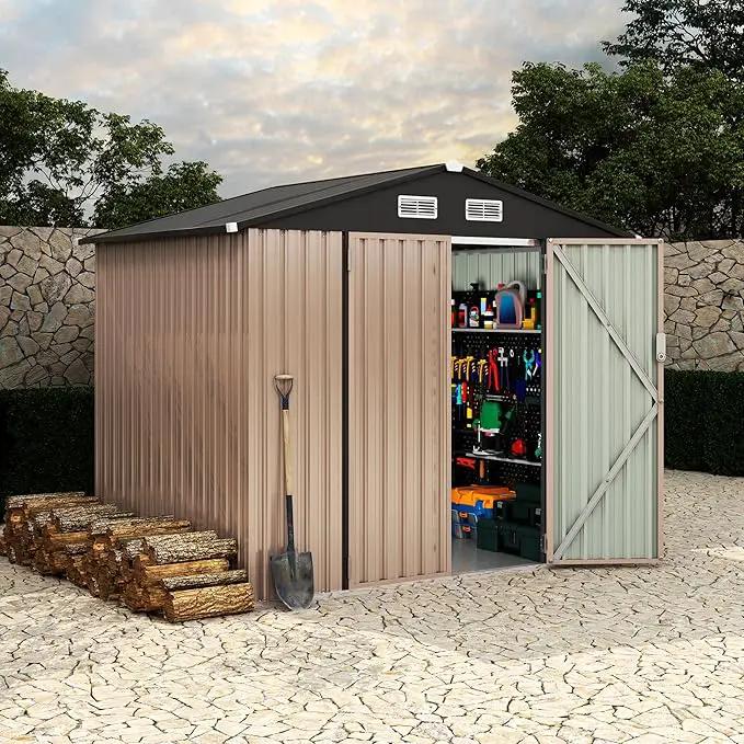 6x8 FT Metal Storage Sheds Outdoor with Floor, Metal Yard Sheds Garden Shed Kit, MetalTool Shed with Lockable Door, Metals UtilitySheds Buildings with Air Vent for Backyard Garden Patio Lawn by GreenHaven Gardens