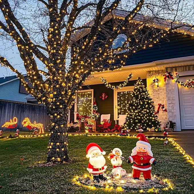 JMEXSUSS 2 Pack Solar String Lights Outdoor Waterproof - Total 400 LED 151FT Solar Lights Outdoor, 8 Modes Warm White Christmas Light for Outside Patio Yard Tree Garden Christmas Decorations by GreenHaven Gardens