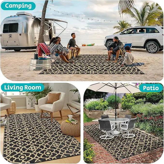 HEBE Outdoor Rug Waterproof 8x10, Reversible Plastic Straw Rug RV Camping Rug, Indoor Outdoor Patio Mat Clearance, Outside Carpet for Porch,Deck,Camper,Balcony,Backyard,Picnic by GreenHaven Gardens