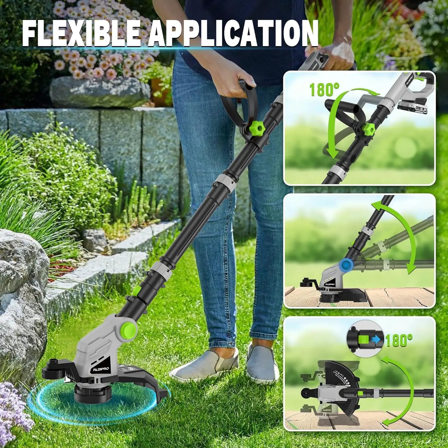 20V Cordless String Trimmer with Auto-Feed - 3 in 1 Electric Weed Wacker with 2.0Ah Battery & Fast Charger, Lightweight Grass Trimmer for Lawn Edging, Garden, Yard (AD-ST-002) by GreenHaven Gardens