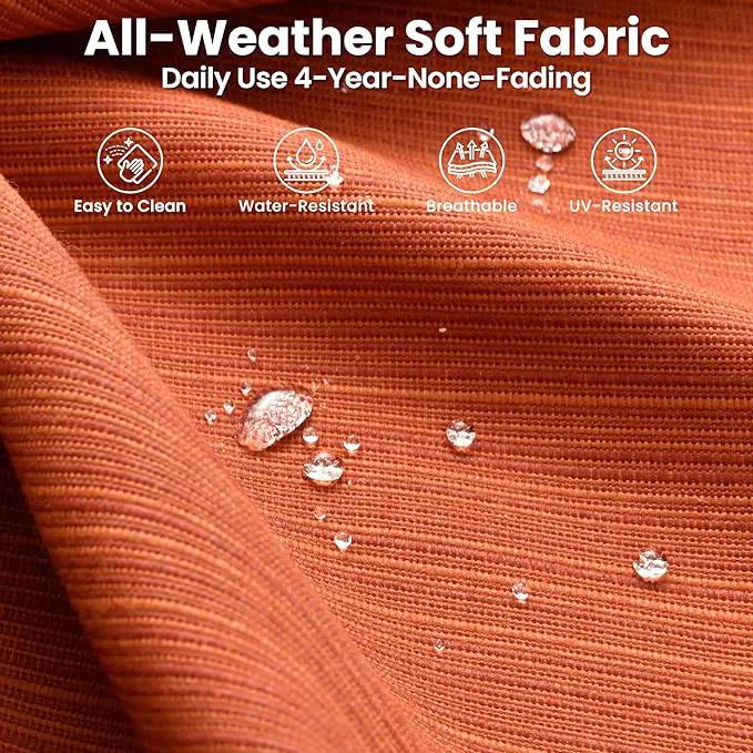 ovios 6 Pieces Patio Furniture Set with 54" Fire Pit Table, Outdoor Wicker Sofa with Comfy Cushions, All Weather High Back Rattan Couch Conversation Set, Orange Red by GreenHaven Gardens