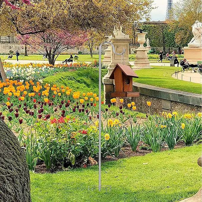 Shepherds Hook for Outdoor, 30 Inch Tall & 5/8 Inch Diameter Stainless Steel Heavy Duty Poles to Hang Outdoor Lights with 5 Prongs Base, Suitable for Bird Feeders or Wedding Decors(1pack) by GreenHaven Gardens