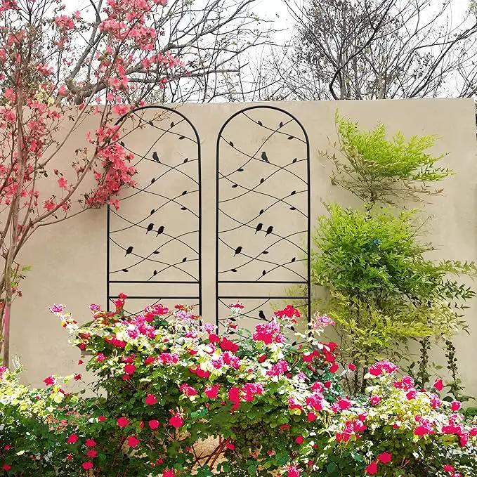 Metal Garden Trellis Rustproof Trellis for Climbing Plants Outdoor Flower Support Bird Deco (Black-4 Pack, 86.7"x19.7") by GreenHaven Gardens