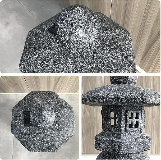 Pagoda Garden Statue Outdoor Figurine Lights Solar Powered LED Garden Decor Pagoda Light Asian Lantern Outdoor Decorations Home Tranquil Resin Waterproof Decor Lawn Yard by GreenHaven Gardens