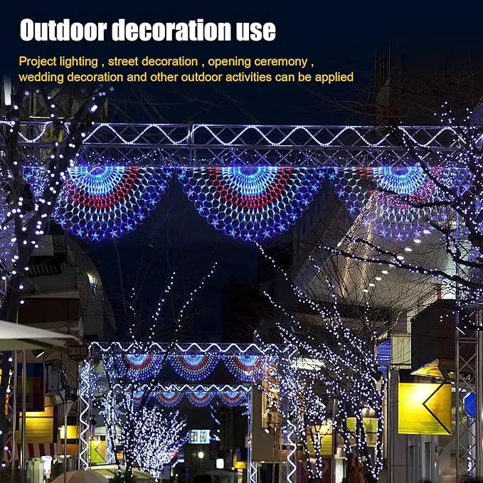 Family Patriotic American Flag String Lights - 250 LED Half Fan Shaped Outdoor Waterproof Lights, 4th of July Decorations, Independence Day, Memorial Day, USA 2pcs by GreenHaven Gardens