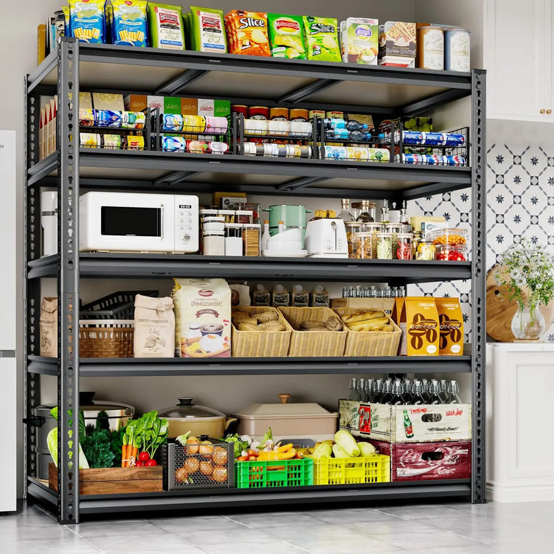 48"W Garage Shelving, 3050LBS Storage Shelves heavy duty, 5 Tier Metal Shelving Unit Adjustable Garage Shelves Heavy Duty Shelving for Warehouse,Commercial, Kitchen, 48" W × 18" D × 72" H, Black, 2PCS by GreenHaven Gardens