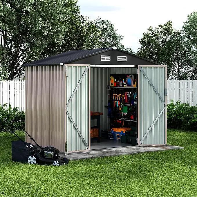 6x8 FT Metal Storage Sheds Outdoor with Floor, Metal Yard Sheds Garden Shed Kit, MetalTool Shed with Lockable Door, Metals UtilitySheds Buildings with Air Vent for Backyard Garden Patio Lawn by GreenHaven Gardens