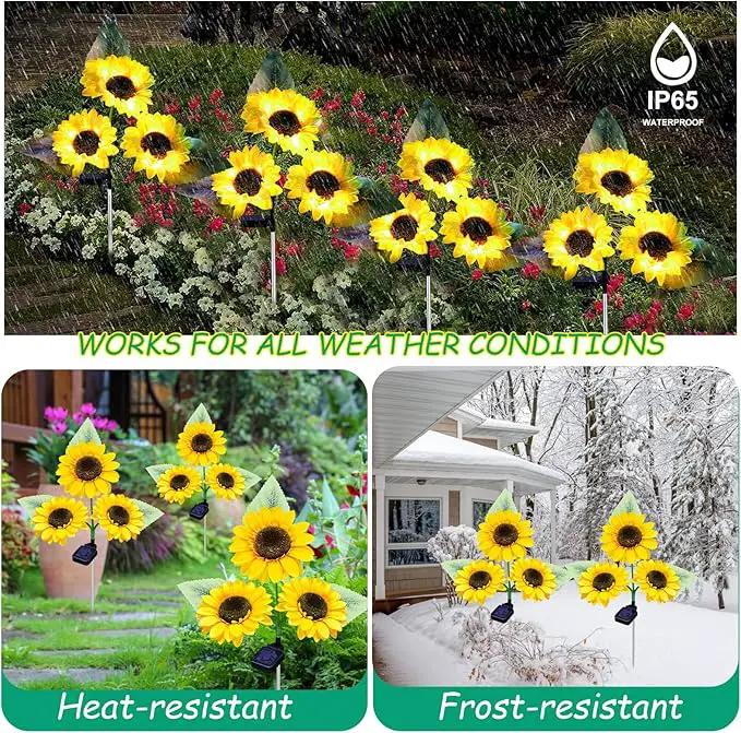 Solar Garden Lights, 4 Pack Sunflower Outdoor Lights Solar Flower Lights for Outside with 12 Larger Sunflower Gardening Gift for Mom Women Decorative Lights for Garden Decor Yard Patio Lawn Pathway by GreenHaven Gardens