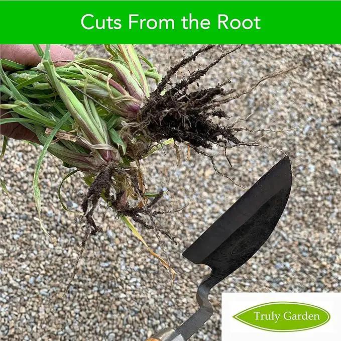 Effortless Weeding: Sharp Sickle Cuts Roots, Saves Time - with Thick Leather Sheath & Sharpening Stone by GreenHaven Gardens