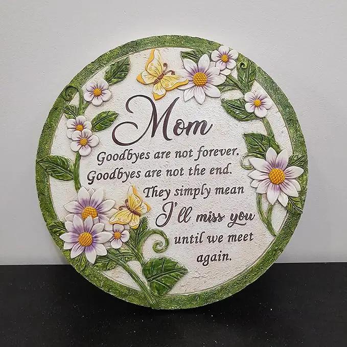 INSPIAMZUE Mom Memorial Stone - Until We Meet Again, Mom Remembrance Gift for Grieving, Sympathy Gift for Loss of Mother, Mom Loss Condolence, Memorial Stone Butterfly Flower TNS2 by GreenHaven Gardens