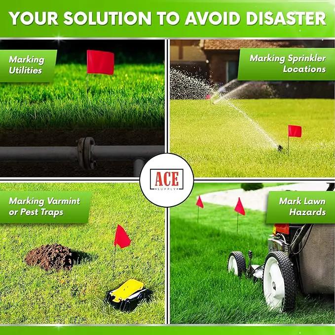 Red Marking Flags 1000 Pack - 4x5x15 Inch Red Flags for Yard - Markers For Lawn, Irrigation, Landscaping, Survey & Sprinkler Head Marking by GreenHaven Gardens