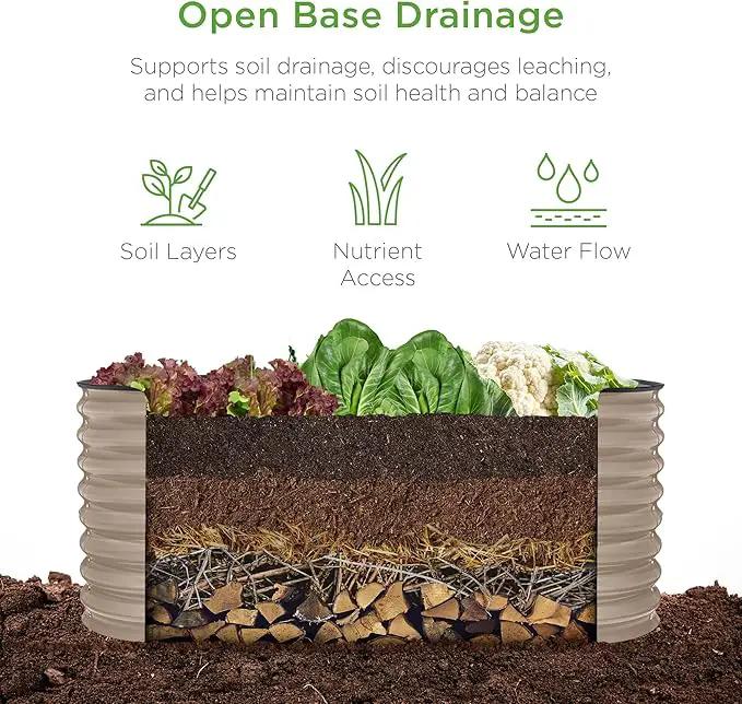 Best Choice Products 4x2x2ft Outdoor Metal Raised Garden Bed, Oval Deep Root Planter Box for Vegetables, Flowers, Herbs, and Succulents w/ 101 Gallon Capacity, Rubber Edge Guard - Taupe by GreenHaven Gardens
