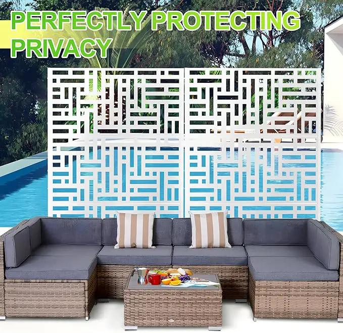 Outdoor Privacy Screen,72" H×47" W Metal Privacy Screen, Freestanding Privacy Fence Panels for Patio by GreenHaven Gardens