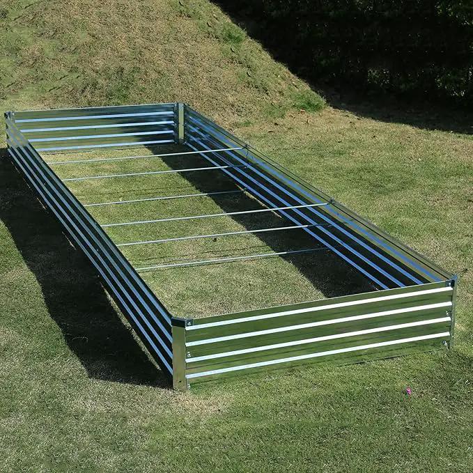 12x4x1ft Galvanized Raised Garden Bed,Outdoor Planter Box Metal Patio Kit Planting Bed for Vegetables Flowers Herb,Silver by GreenHaven Gardens