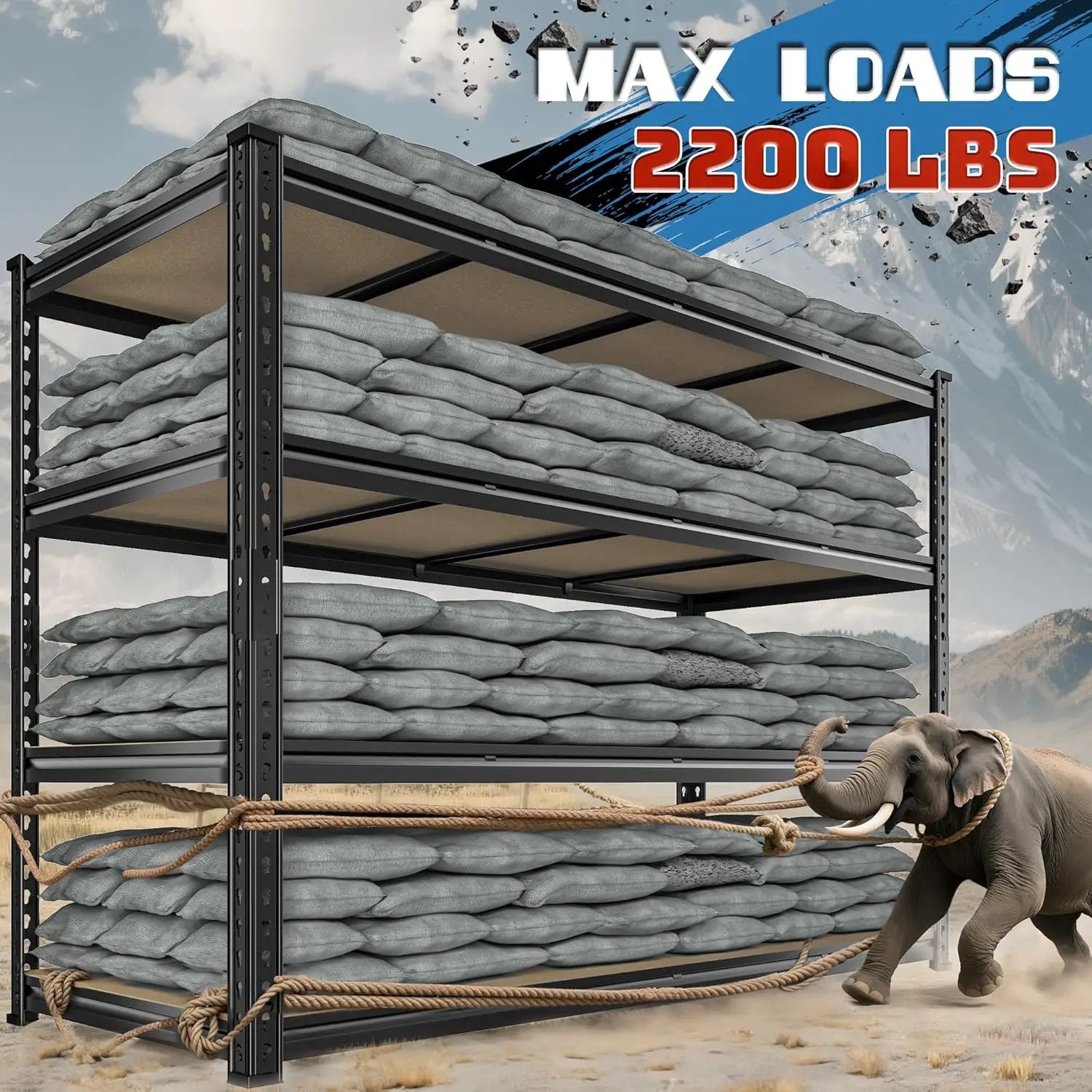 59.8"W Metal Shelving 59.8"H Storage Shelves 2200LBS Garage Shelving Adjustable Metal Shelves Heavy Duty 4 Tier Pantry Shelf for Basement Warehouse Pantry Supermarket 59.8"W x 24"D x 59.8"H by GreenHaven Gardens