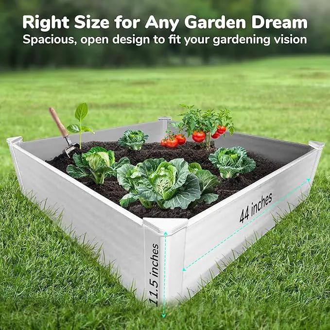 Raised Garden Bed - 4x4 ft Planter Box - White HDPE - No Tools Needed - DIY Kit for Urban Gardening, Flowers, Herbs & Vegetables - Made in The USA by GreenHaven Gardens
