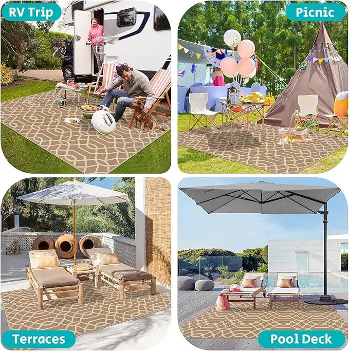 HEBE Outdoor Rug Waterproof 6x9, Reversible Plastic Straw Rug RV Camping Rug, Indoor Outdoor Patio Mat Clearance, Outside Carpet for Porch,Deck,Camper,Balcony,Backyard,Picnic by GreenHaven Gardens