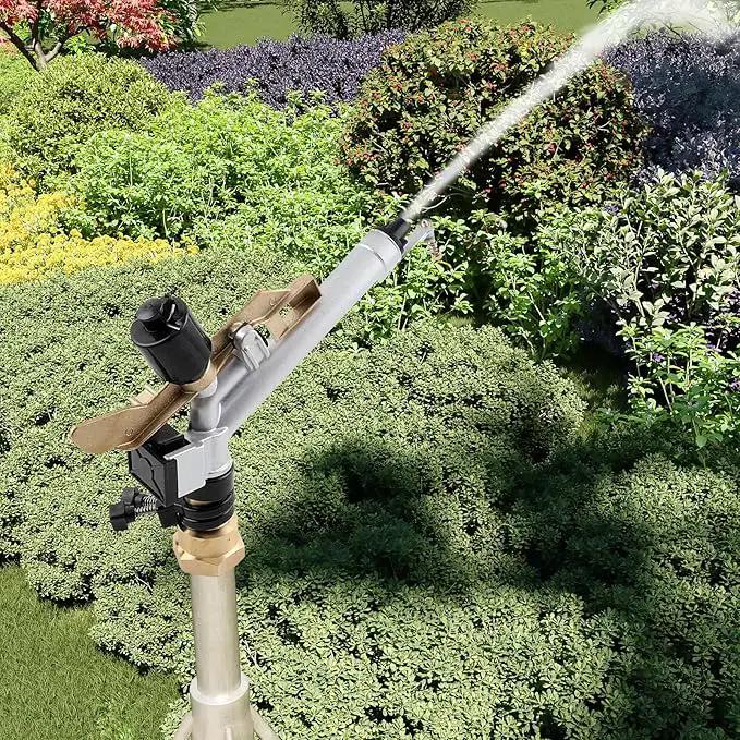 1.5" 360° Adjustable Impact Spray Gun Sprinkler with Nozzle Set, Water Spray Gun Large-Area Agriculture Irrigation Spray Gun Watering Sprinkler for Garden Farm Lawn by GreenHaven Gardens