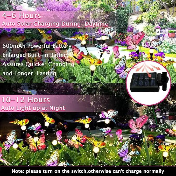 Swaying Solar Butterfly Light, Solar Garden Lights Outdoor Waterproof,Garden Decoration for Yard,Patio,Lawn,Pathway (2 Pack) by GreenHaven Gardens