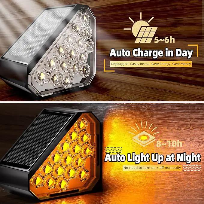 12-Pack Solar Step Lights, Solar Powered Outdoor Waterproof IP67, Auto On Off, Dusk to Dawn LED Stair Lights for Outside Garden, Deck, Front Step, Front Porch, Pathway, Patio by GreenHaven Gardens