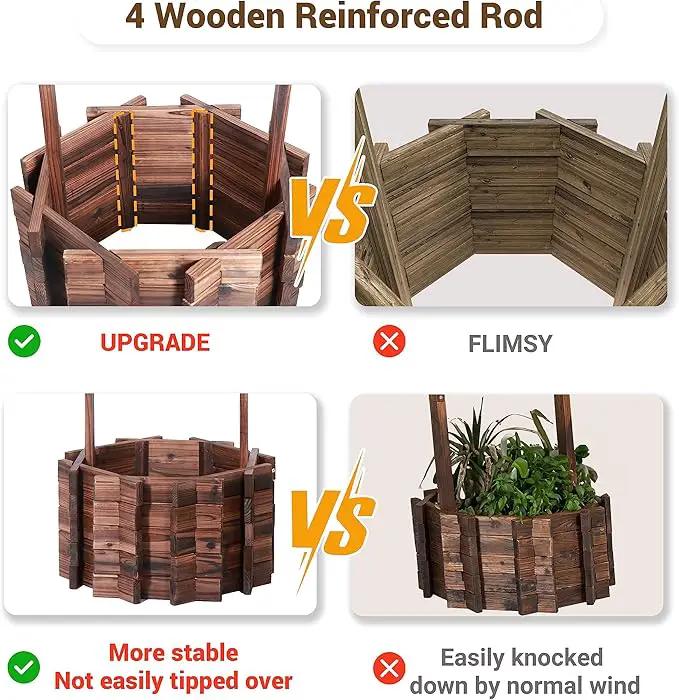 UDPATIO Wishing Wells for Yard, Large Wooden Wishing Well Planter for Outdoors, Upgrade Wishing Well with 4 Reinforced Rod & Hanging Bucket for Garden Patio Lawn Backyard Home Decor by GreenHaven Gardens