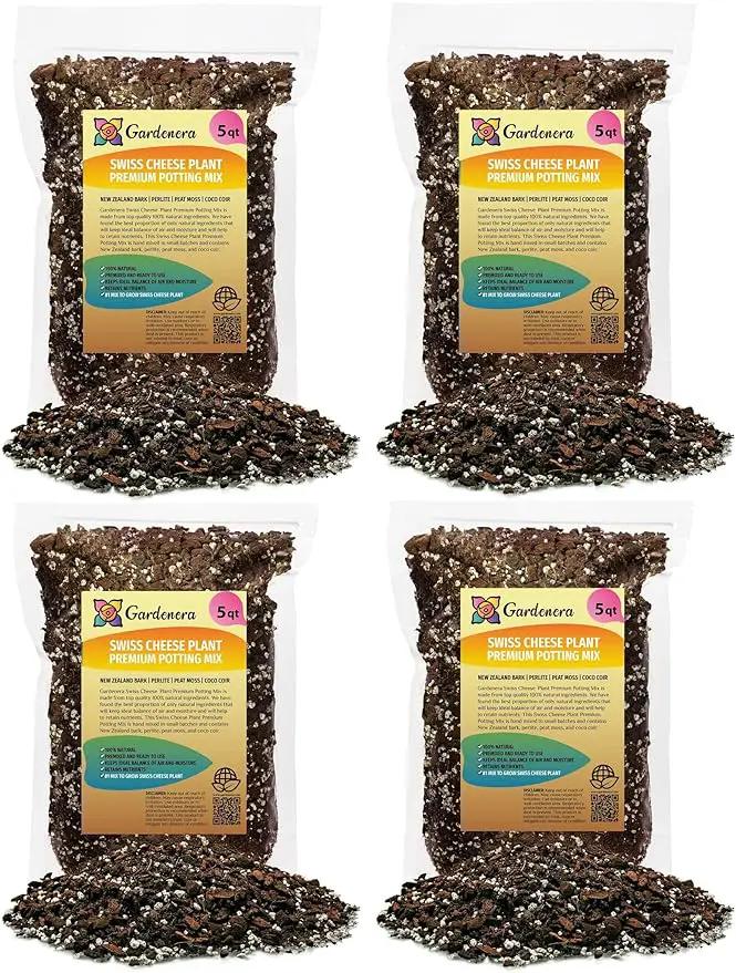 Premium Swiss Cheese Plant Potting Mix - 20 QT - Monstera Deliciosa Blend for Optimal Nutrients and Drainage for Healthy Growth - (4 Bags of 5 Quart) by GreenHaven Gardens