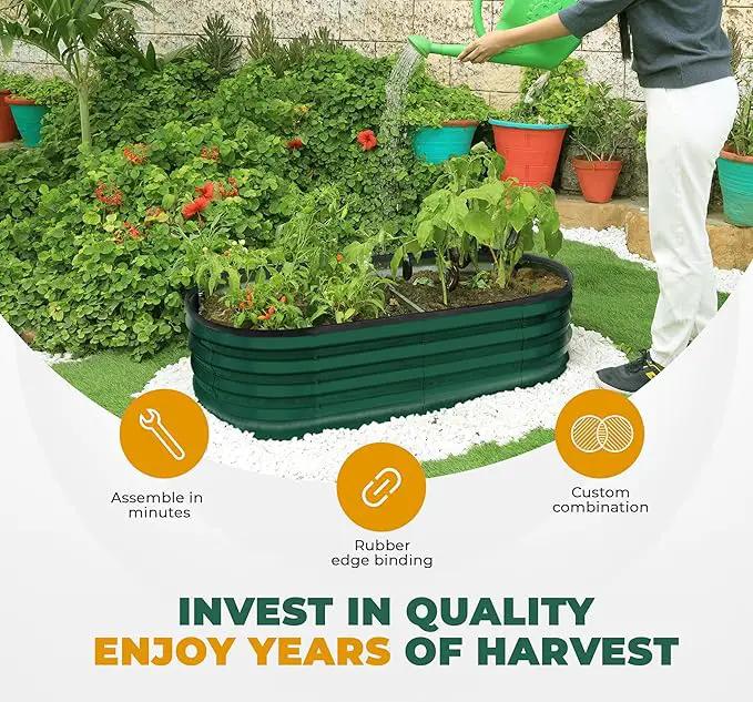 Utopia Home Galvanized Raised Garden Bed, 4 by 2 by 1 feet Lightweight Planter Boxes Outdoor with Easy Assembly, Large Garden Bed for Vegetables, Fruits, Flowers, Green by GreenHaven Gardens