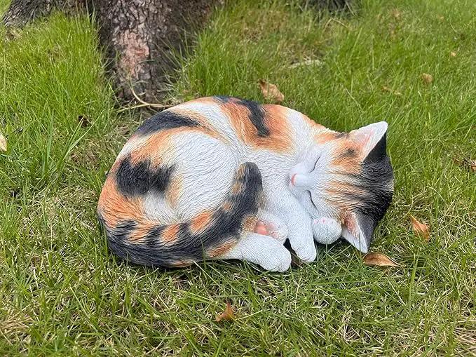 Hi-Line Gift Ltd. Sleeping Calico Cat Garden Statue by GreenHaven Gardens