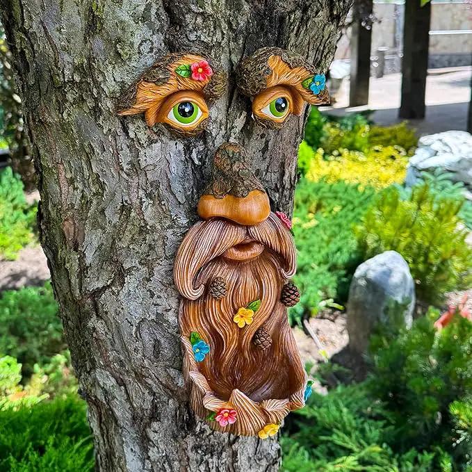 Mood Lab Tree Face Decor - Outdoor Tree Bird Feeder - Old Man Tree Face Decoration - Tree Garden Hugger - Yard Art Statues by GreenHaven Gardens