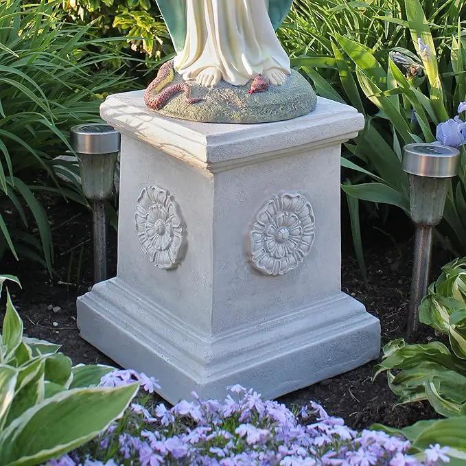 Design Toscano English Rosette Indoor/Outdoor Sculptural Garden Plinth Base Statue Riser, Large 13 Inch Tall, Cast Stone Resin, Antique Stone Finish by GreenHaven Gardens
