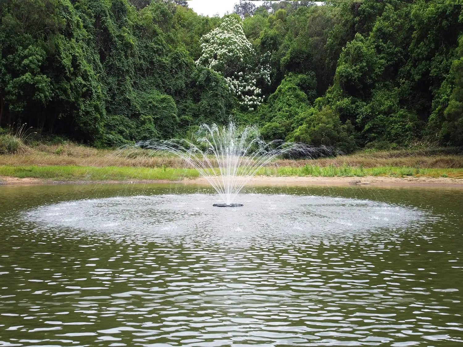 HQUA-FS01 110V, 1/2HP, OD(φ) 32” Large Pond Floating Fountain with 13000 GPH Fountain Pump, 100’ Power Cord, Two Spray Patterns 32'×12' and 18'×6' by GreenHaven Gardens
