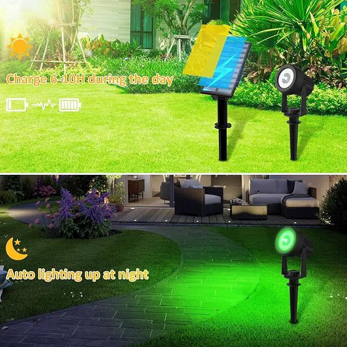 T-SUNUS Color Changing Solar Landscape Spotlights 2 Pack, IP65 Waterproof Lights 9.8ft Cable, Outdoor RGB Spot Light With Separated Panel for Yard Garden Driveway Porch Walkway Pool Patio by GreenHaven Gardens