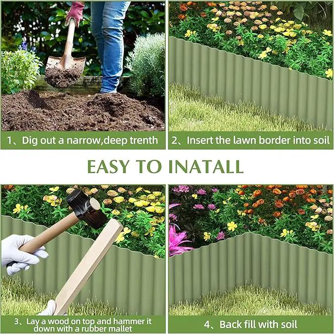 Metal Garden Edging Border, Corrugated Steel Landscaping, DIY for Lawn (Green, 6 Inch x 40FT) by GreenHaven Gardens