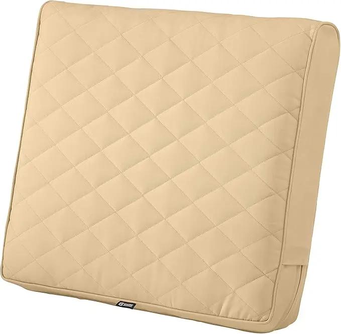 Classic Accessories Montlake FadeSafe Water-Resistant 21 x 20 x 4 Inch Wide Back Patio Quilted Lounge Cushion, Chamomile by GreenHaven Gardens