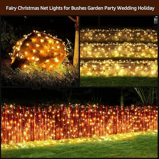 Led Christmas Net Lights Outdoor Christmas Decorations 120Led 6Ftx4Ft Connectable Waterptoof Mesh Net Lights for Trees Bushes Wedding Garden Outdoor Christmas Decorations WarmWhite by GreenHaven Gardens