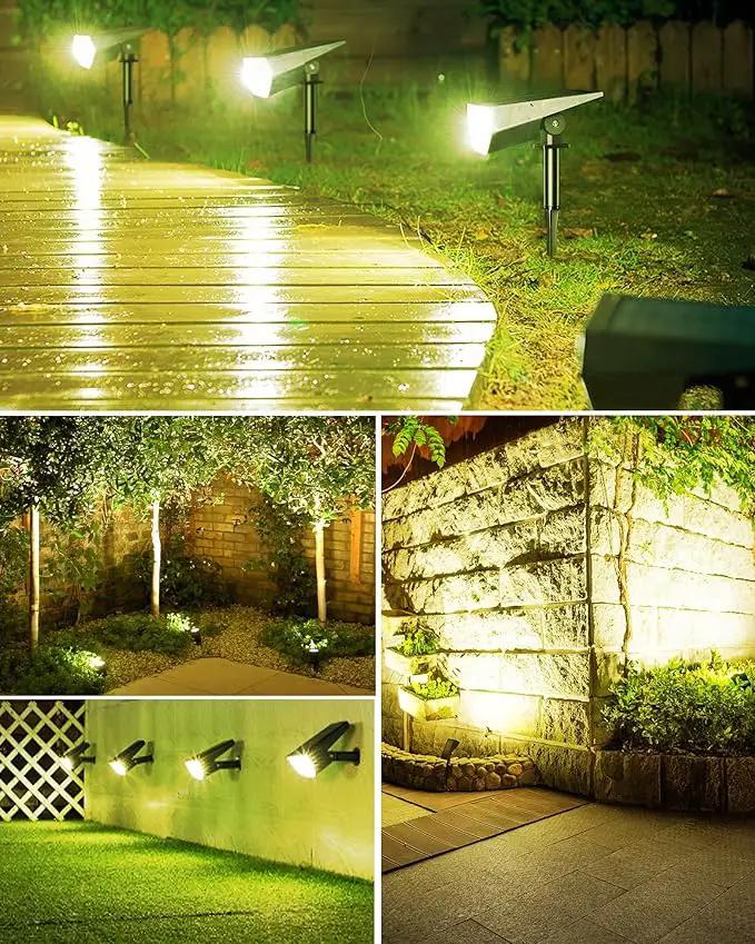 Biling Solar Spot Lights Outdoor, Bright 700 Lumen IP67 Waterproof Adjustable House Lights for Patio Pathway Yard Garden Driveway Tree - Warm White (6 Pack) by GreenHaven Gardens