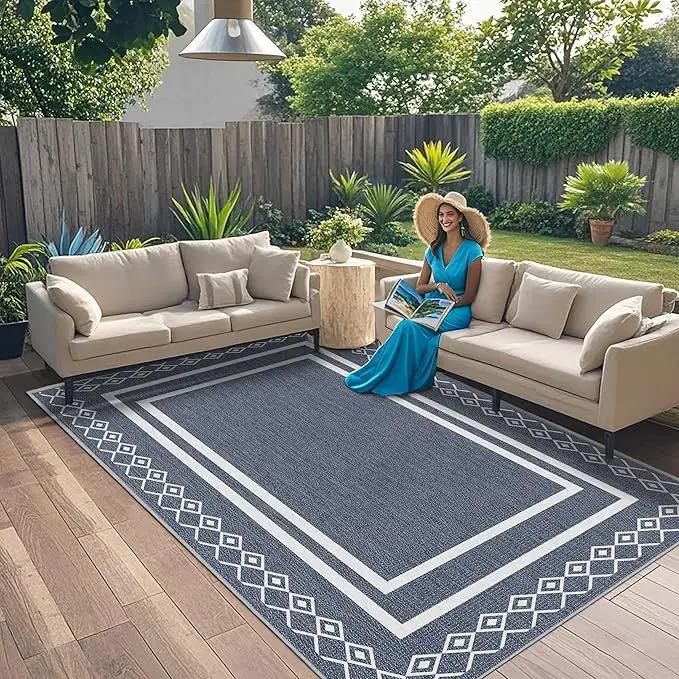 Outdoor Patio Rug, Outside Rectangular Carpet, Moroccan Geometric Rugs, Washable Large Indoor Outdoor Rug 6x9 Mats for RV, Picnic, Backyard, Deck, Balcony, Porch, Beach by GreenHaven Gardens